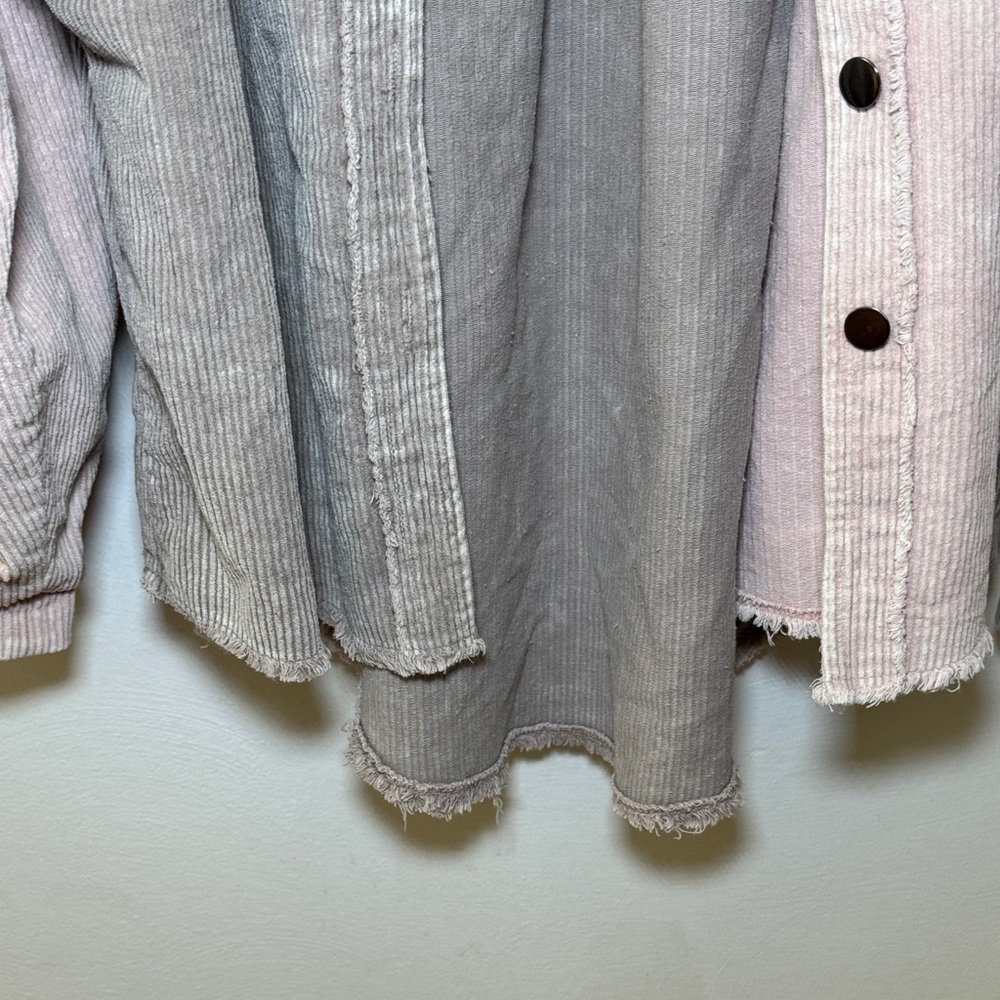 POL Colorblock Corduroy Button-Up Shirt / Jacket pink gray - Picture 5 of 8
